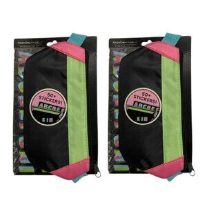 Fashion Angels Nylon Fanny Pack Elastic Pencil Pouch Black/Neon 2pk